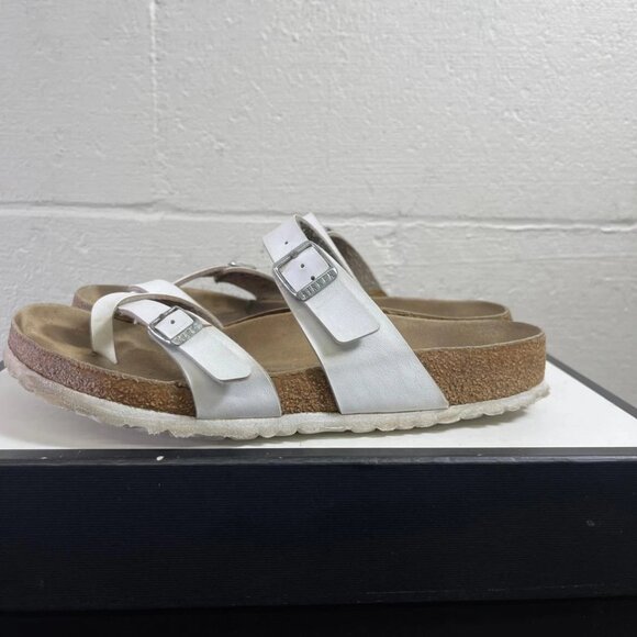 Birkenstock Mayari White Leather Toe Loop Sandal Slide Women's 41 EU/10 US - Picture 5 of 12